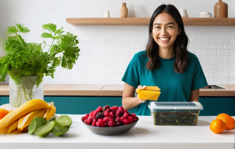 해조류 바이오소재의 미래 시장 예측 - Image Prompt 1: The Future of Food Packaging - Guilt-Free Convenience** 해조류 바이오소재의 미래 시장 예측 - Image Prompt 1: The Future of Food Packaging - Guilt-Free Convenience**