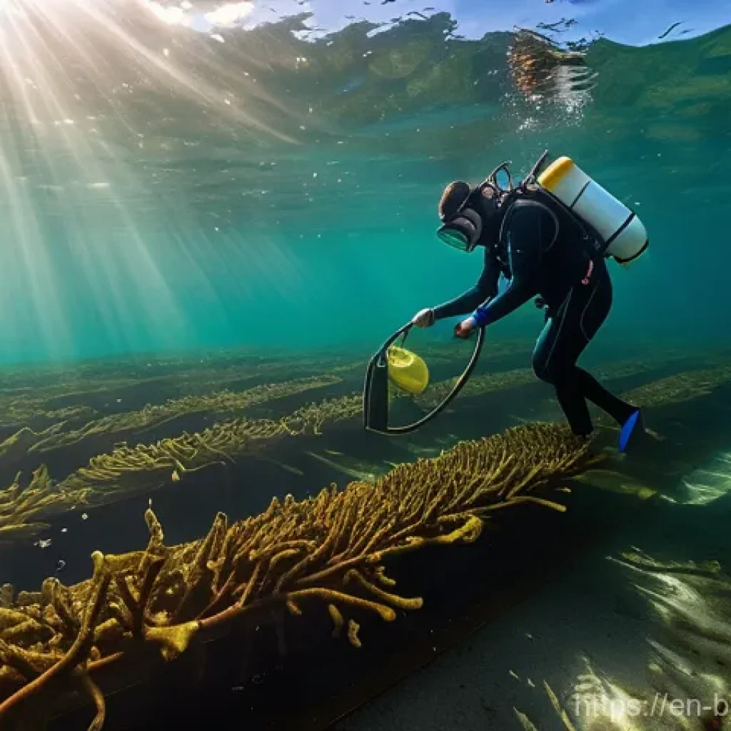 해조류의 안전성과 생물학적 안정성 - **Prompt 1: Pristine Ocean Harvest**
"A wide-angle, serene shot of professional, fully clothed d...
