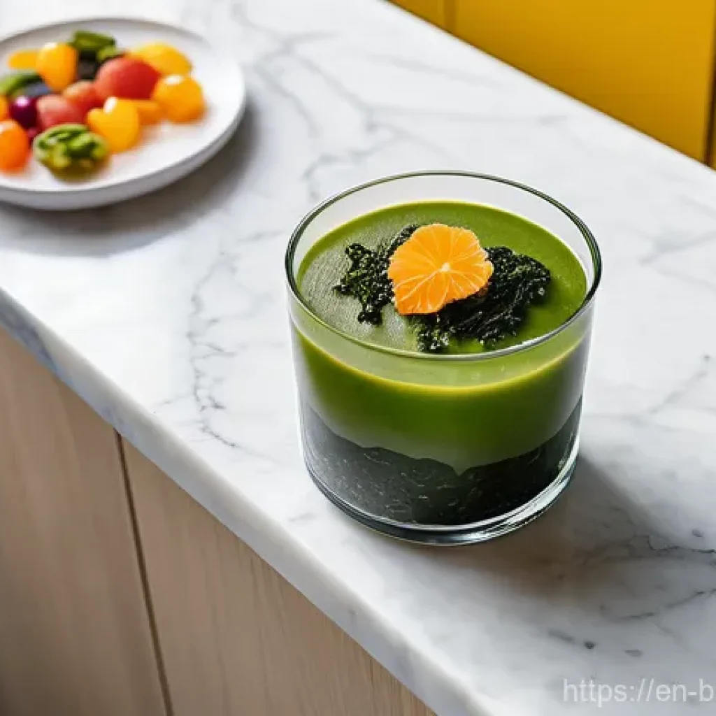 해조류의 천연 첨가물로서의 가능성 - **"A beautifully arranged, sunlit kitchen counter in a modern home, showcasing a diverse culinary sp...